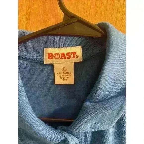 Boast Blue Pot Leaf Logo Golf Tennis Pickleball Polo Top L - Picture 3 of 6